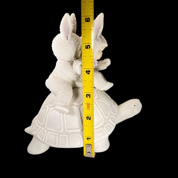 Vtg Dept 56 Snowbunnies Riding Turtle 1995 It's Working We're Going Faster - Picture 12 of 13